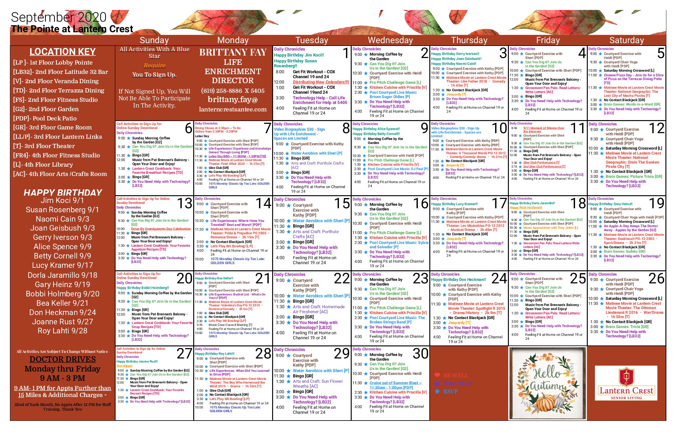 Santee & El Cajon, CA Luxury Independent Living Events | Lantern Crest ...