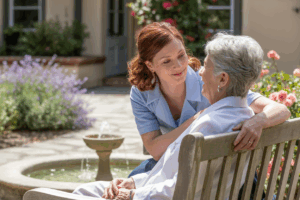 outdoor courtyard of a San Diego senior living community