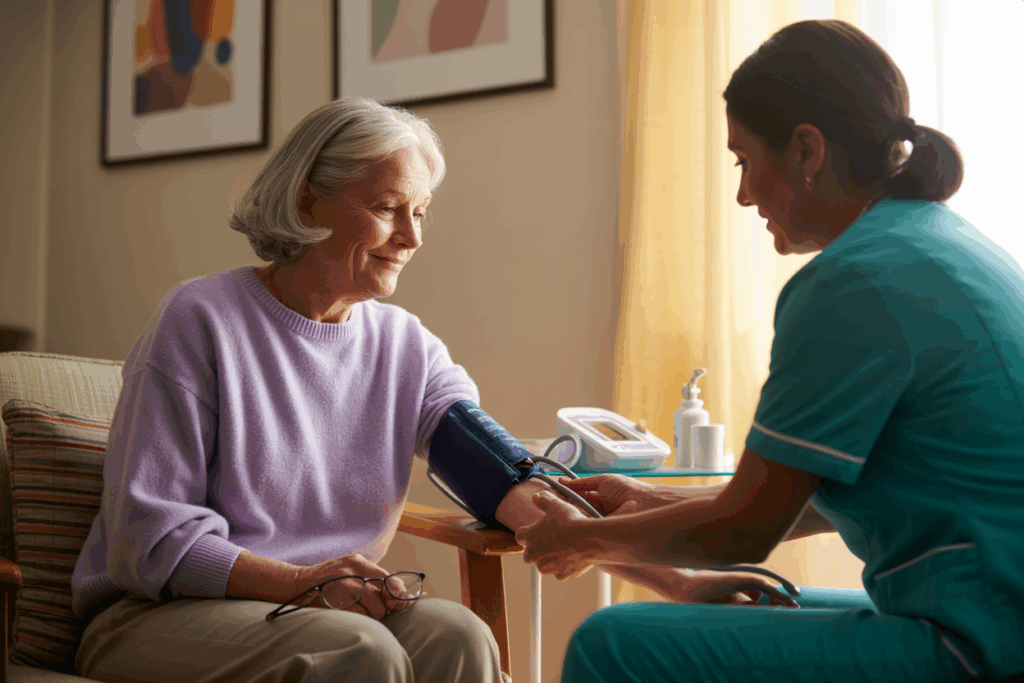  health service interaction in a senior community clinic room