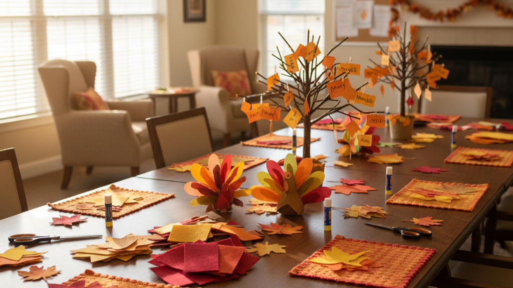 Thanksgiving in a senior activity room
