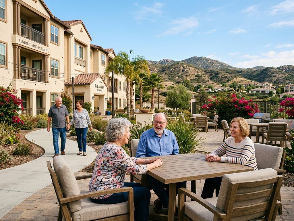 Retirees enjoying senior living community options in Santee, East County San Diego.